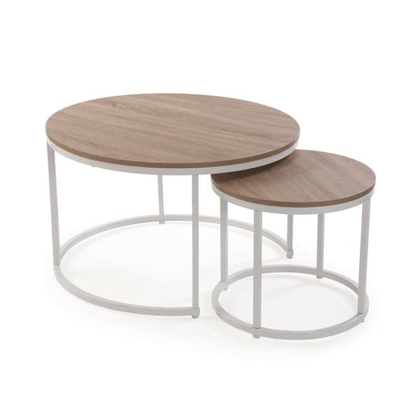 Sett med 2 bord Versa Aurea Hvit 48 x 48 x 42 cm 80 x 80 x 48 cm