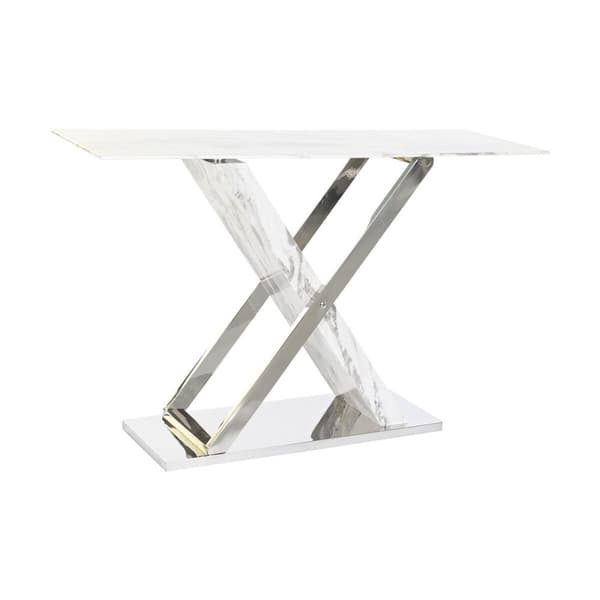 Hallbord DKD Home Decor Hvid Grå Sølvfarvet 120 x 40 x 75 cm