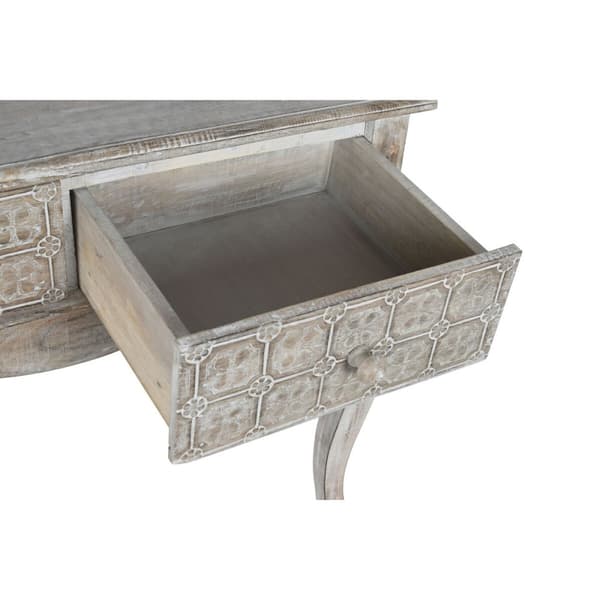 Entrebord med 2 skuffer DKD Home Decor Hvid Brun 91 x 42 x 81 cm