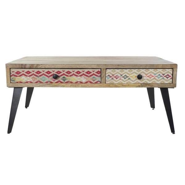 Sivupöytä DKD Home Decor 110 x 70 x 46 cm Musta Metalli Ruskea Monivärinen Mangopuu