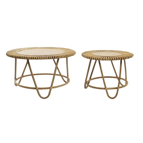 Set of 2 tables DKD Home Decor Vaaleanruskea 80 x 80 x 47 cm 80 x 80 x 45,5 cm