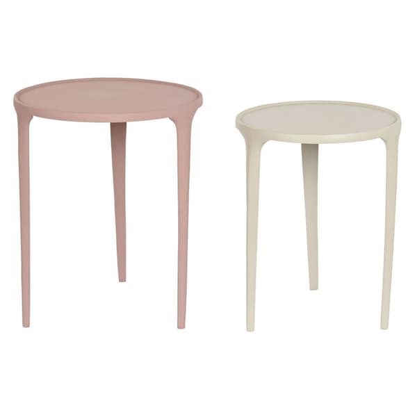 Set of 2 tables DKD Home Decor Beige Pinkki 40 x 40 x 50 cm