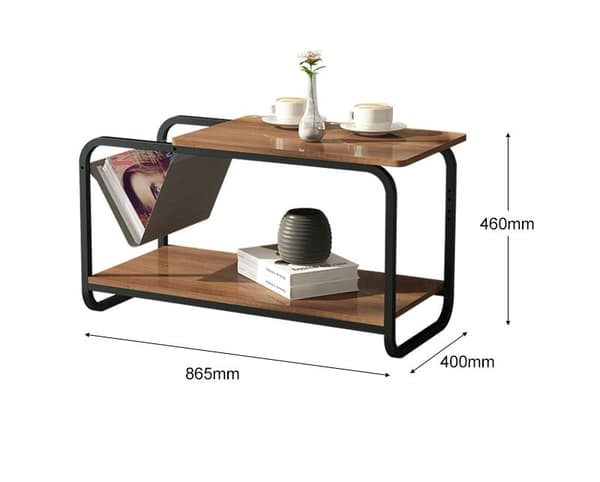 Loftstil Dekorativ Sidobord för Inredningsdesigners - Minimalistisk, Metall & MDF, 2-vånings med Tidningshållare