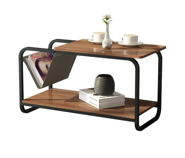 Loftstil Dekorativ Sidobord för Inredningsdesigners - Minimalistisk, Metall & MDF, 2-vånings med Tidningshållare