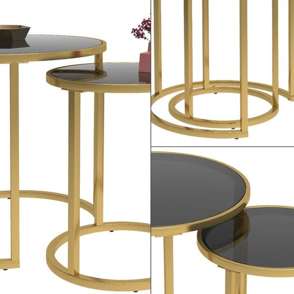 Sevilla Sidobord Set, 50x35cm Set om 2, Svart, Vicco