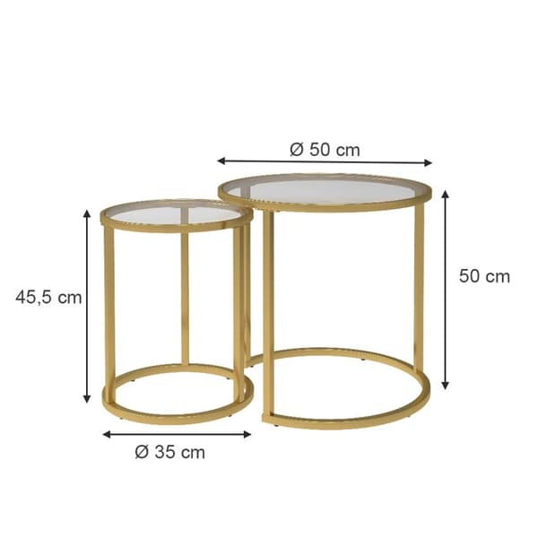 Sevilla sidobordsset, 50x35cm Set om 2, Glas, Vicco