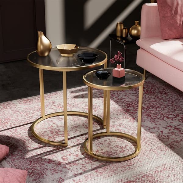 Sevilla sidobordsset, 50x35cm Set om 2, Glas, Vicco