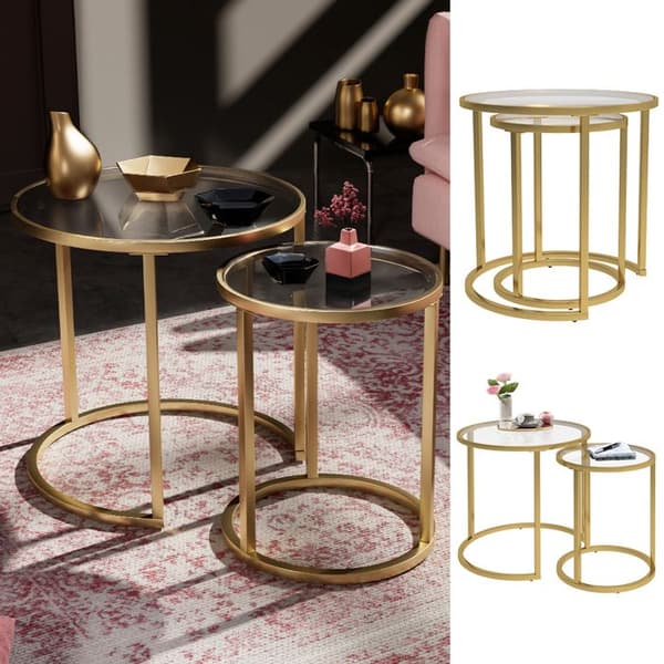 Sevilla sidobordsset, 50x35cm Set om 2, Glas, Vicco
