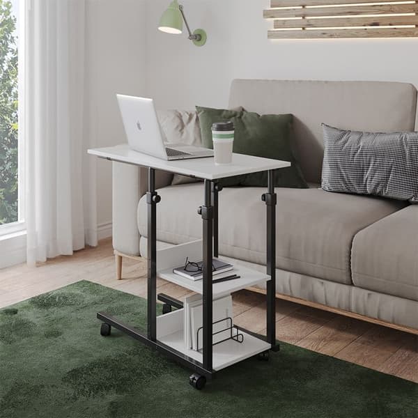 Liam vardagsrumsbord, 89x80cm med hjul, Vit, Svart, Vicco