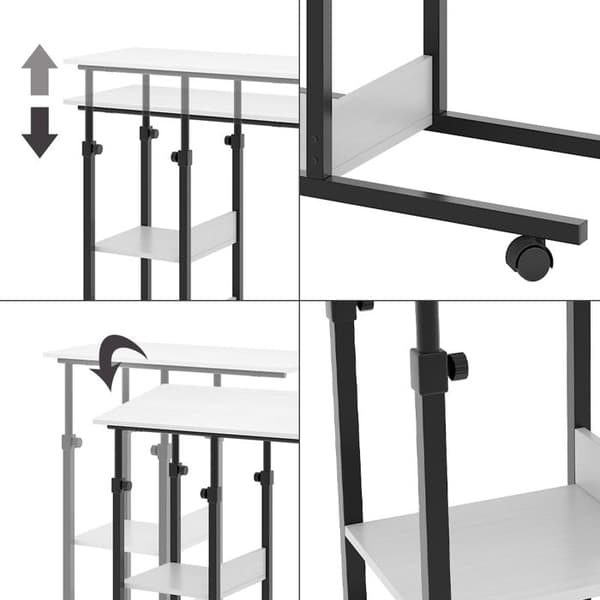 Liam vardagsrumsbord, 89x80cm med hjul, Vit, Svart, Vicco
