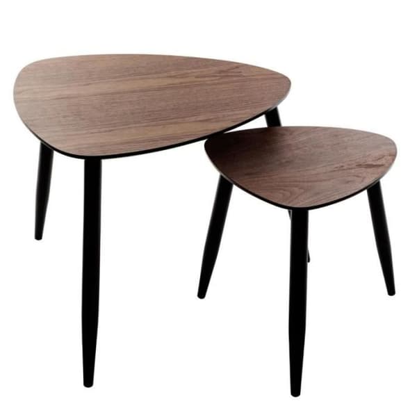 Set med 2 Stödtabeller "Mileo" 60cm Naturlig Brun
