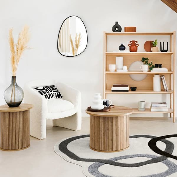 Kaffebord "Colva" i träfaner med träeffekt D45cm - Naturligt trä - Atmosphera inredningsdesigners