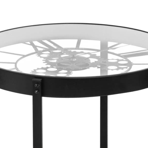 Sidobord - ATMOSPHERA - Klocka - D51 cm - Svart - Härdat glas - Metal