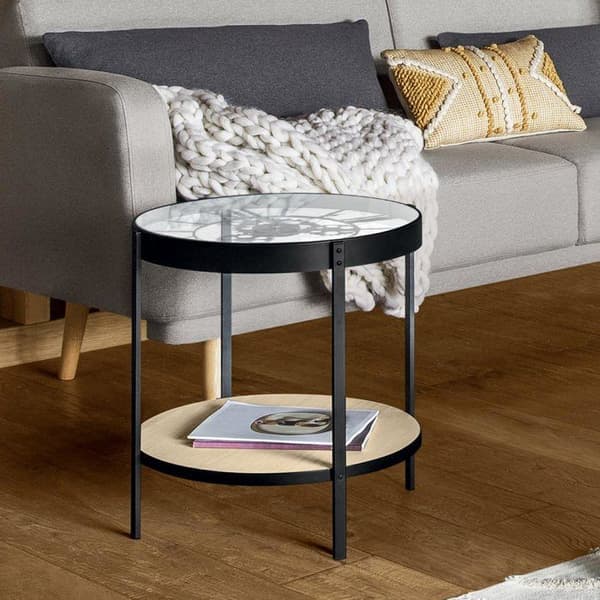 Sidobord - ATMOSPHERA - Klocka - D51 cm - Svart - Härdat glas - Metal