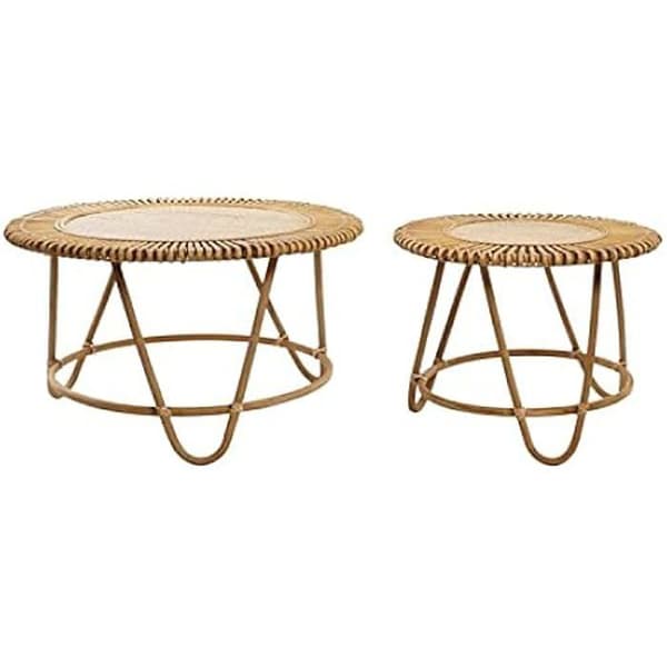 Bord - DKD Heminredning - Set om 2 - Ljusbrun - 80x80x47 cm - Vardagsmöbler