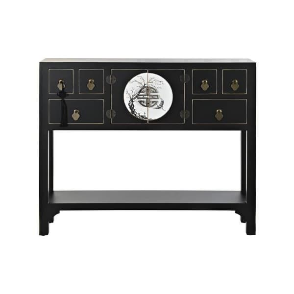 sidobord 95 x 26 x 79 cm svart gran guld vit metall mdf trä