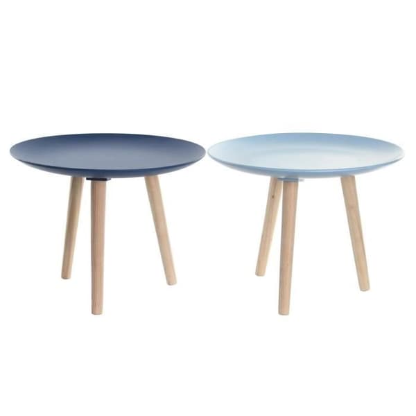Sidobord Medelhavsblå - Himmelsblå - Brun MDF - Hjälpbord - Furu 44 cm