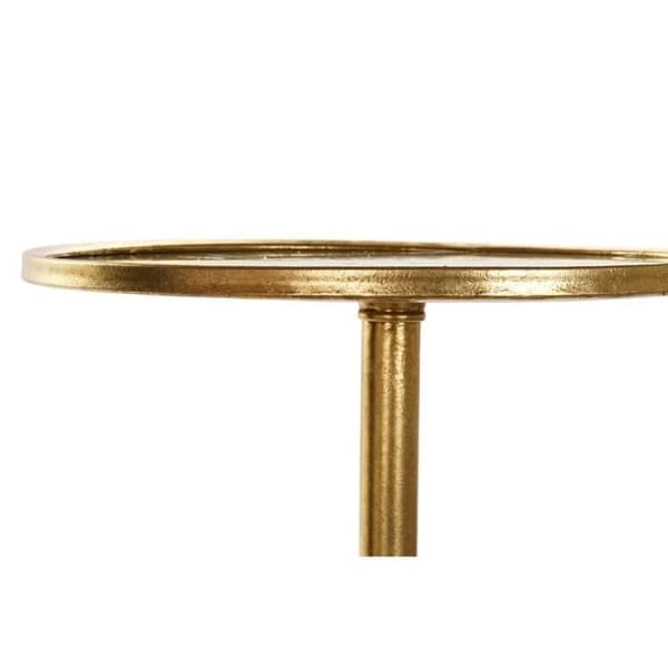 sidobord med spegel i metall i guld (40 x 40 x 72 cm)