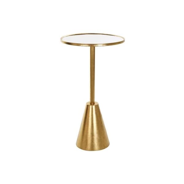 sidobord med spegel i metall i guld (40 x 40 x 72 cm)
