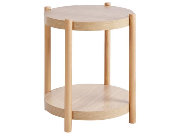 Sidebord Lyst bord MDF ø 25 cm Rund form Liten hylle Moderne og minimalistisk stil Stue Småbord