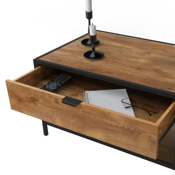Soffbord 110x54 cm med tidskriftsfack eklook brun svart Vardagsrumsbord ML design
