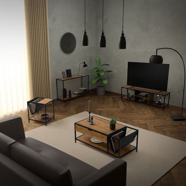 Soffbord 110x54 cm med tidskriftsfack eklook brun svart Vardagsrumsbord ML design