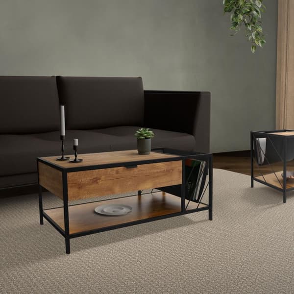 Soffbord 110x54 cm med tidskriftsfack eklook brun svart Vardagsrumsbord ML design