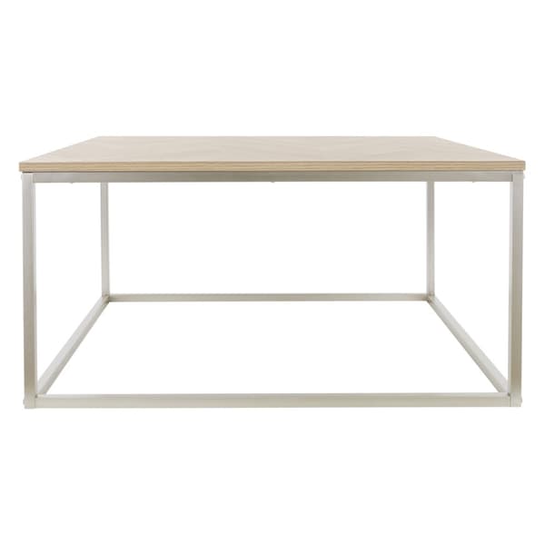 Sofabord 80x80x40 cm sildebensmønster egetræslook med stålstel ML-design