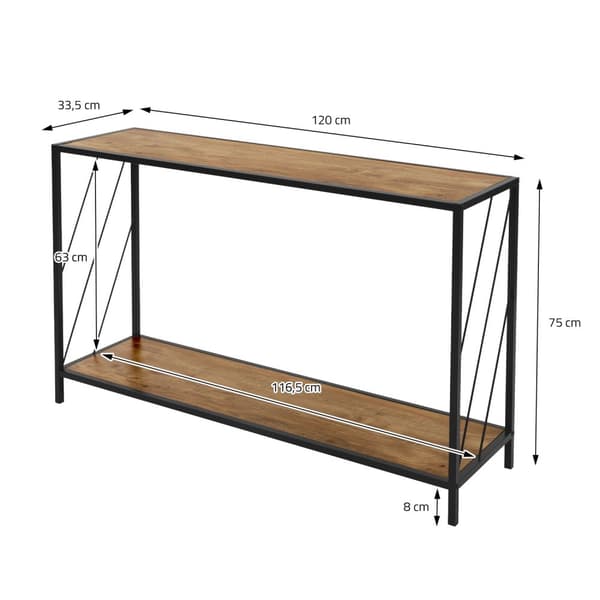Konsolbord 120x75 cm med rustik ekdekor och stålram i svart Laptopbord ML design