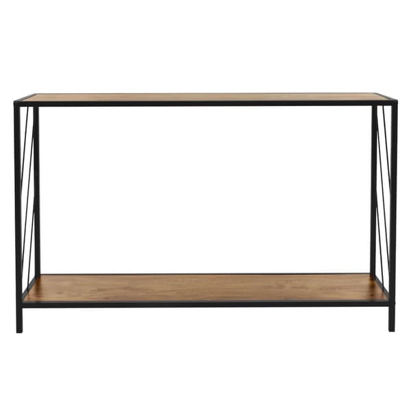 Konsolbord 120x75 cm med rustik ekdekor och stålram i svart Laptopbord ML design