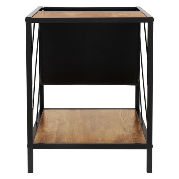 Sidebord 43x48 cm med magasinrum egetræslook brunsort med stålstel Stuebord ML-design