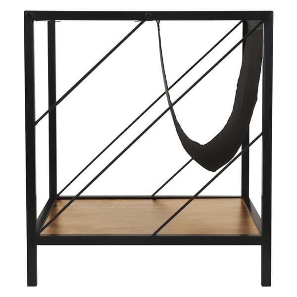 Sidebord 43x48 cm med magasinrum egetræslook brunsort med stålstel Stuebord ML-design