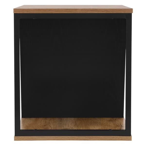 Sidebord 40x40 cm med magasinholder egetræslook brun sort med stålstel Stuebord ML design