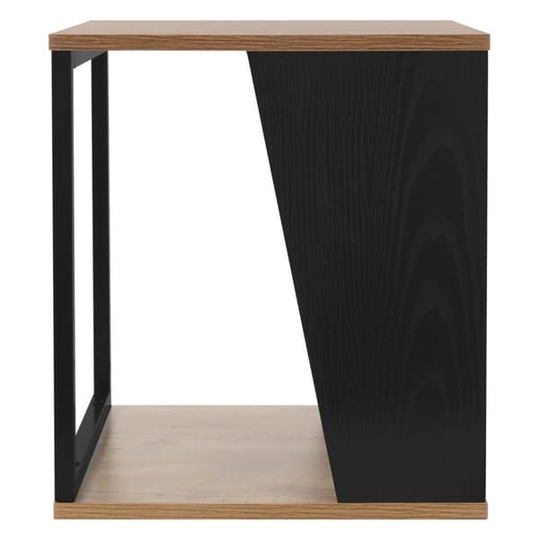 Sidebord 40x40 cm med magasinholder egetræslook brun sort med stålstel Stuebord ML design