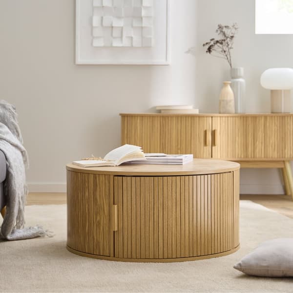 Table basse ronde avec rangement D75 cm - ERNEST