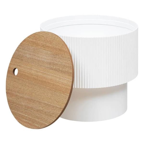 Kaffebord "Enola" i askfanér D38,5cm vit - Vit - Atmosphera inredningsdesigner
