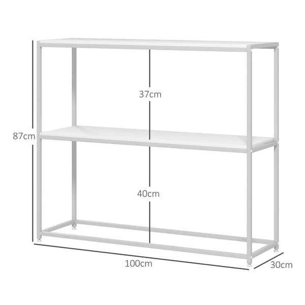 Rootz Console Table - Entryway Table - Käytäväpöytä - Moderni muotoilu - 100 x 30 x 87 cm valkoinen - teräs 2 hyllyä tyylikkäästi
