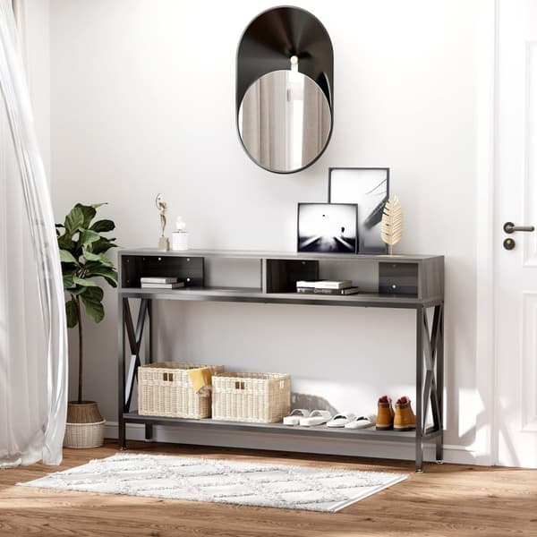 Rootz -konsolbord - Indgangsbord - Industrielle møbler - Robust bundhylde - 120 x 23,5 x 75 cm - Grå