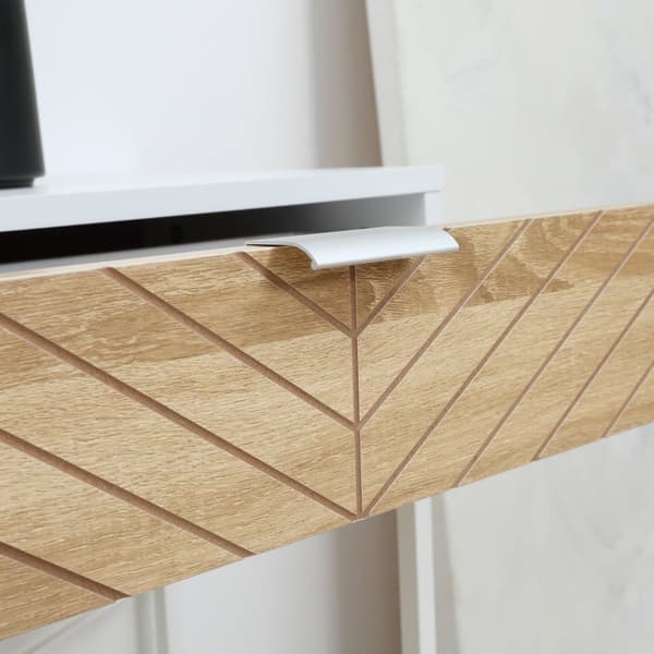 Rootz Console -taulukko - SOFA -taulukko - Enträäntaulukko - Teollisuustyyli - 2 laatikkoa - 100 cm x 30 cm x 75cm - ruskea chevron metallikehys valko