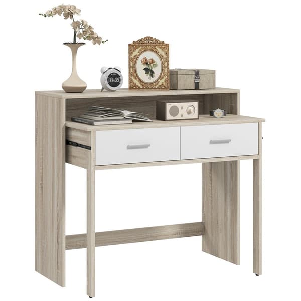Rootz Console Table - Entryway Table - Hallway Table - Udvidelig platform og opbevaring - Brown Look - 95L x 35W x 87H cm