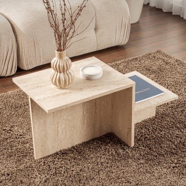 Table basse 2 niveaux L77 cm - HARMONY