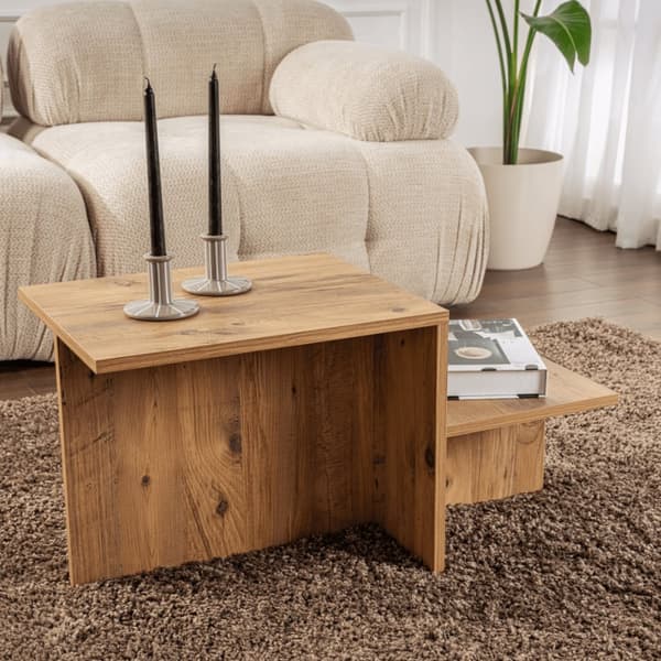 Table basse 2 niveaux L77 cm - HARMONY