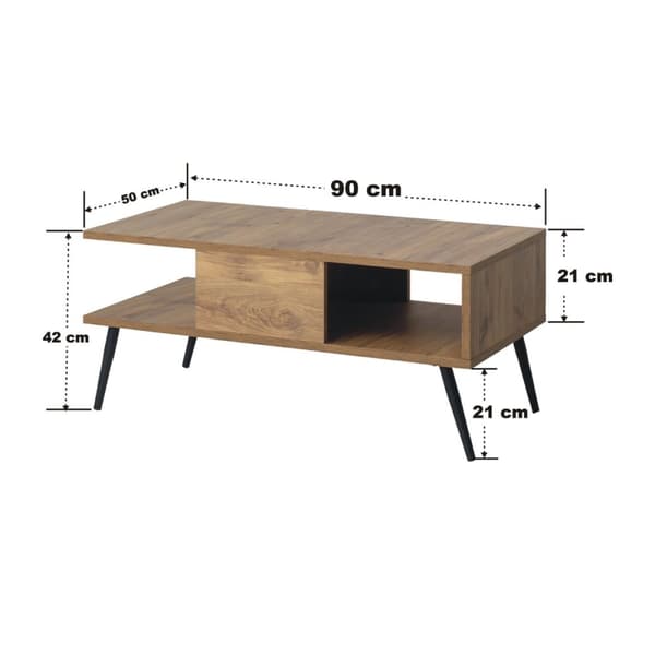 Table basse décor pin et noir L90 cm - BUKLE