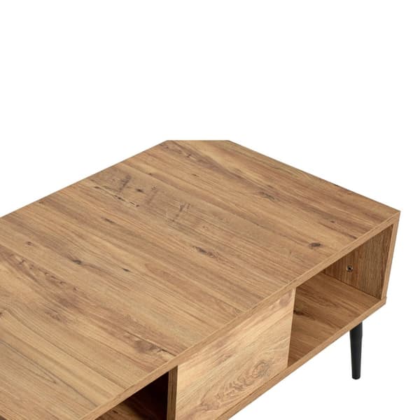 Table basse décor pin et noir L90 cm - BUKLE
