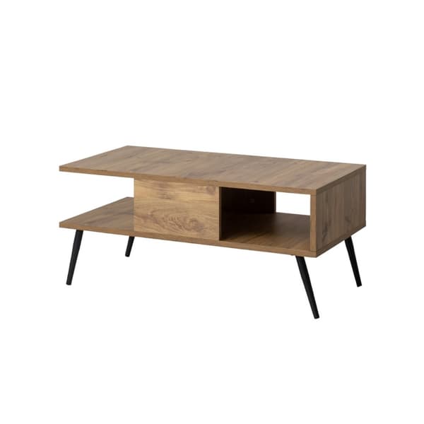 Table basse décor pin et noir L90 cm - BUKLE
