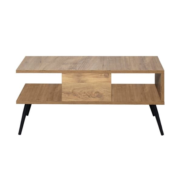 Table basse décor pin et noir L90 cm - BUKLE