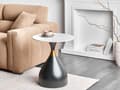 Miniatyrbilde 2 av 6: Sidebord Hvit Svart Bordplate i sintret stein Metallbase ø 50 cm Gulldetaljer Moderne design Stue Småbord