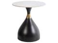 Miniatyrbilde 1 av 6: Sidebord Hvit Svart Bordplate i sintret stein Metallbase ø 50 cm Gulldetaljer Moderne design Stue Småbord