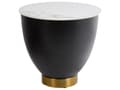 Miniatyrbilde 1 av 8: Sidebord Hvit Svart Bordplate i sintret stein Metallbase ø 48 cm Gulldetaljer Oppbevaringsrom Moderne design Stue Småbord