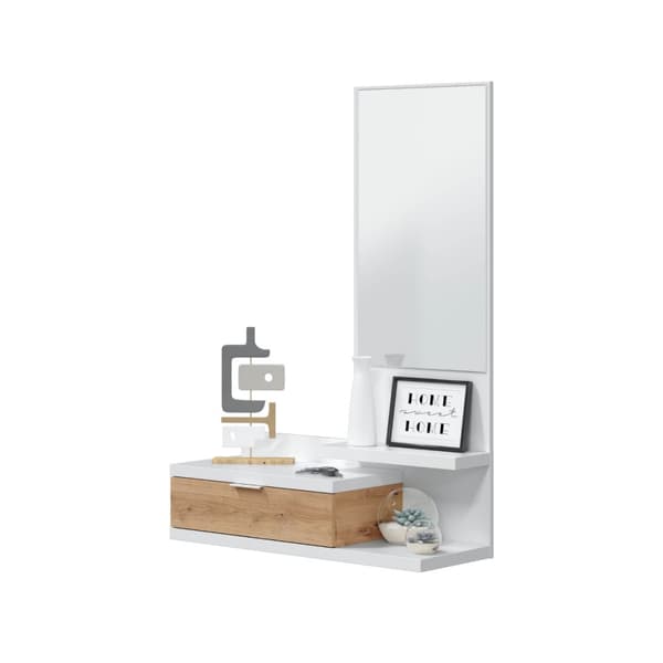 Console suspendue avec 1 tiroir et 1 miroir L81 cm - DHALIA